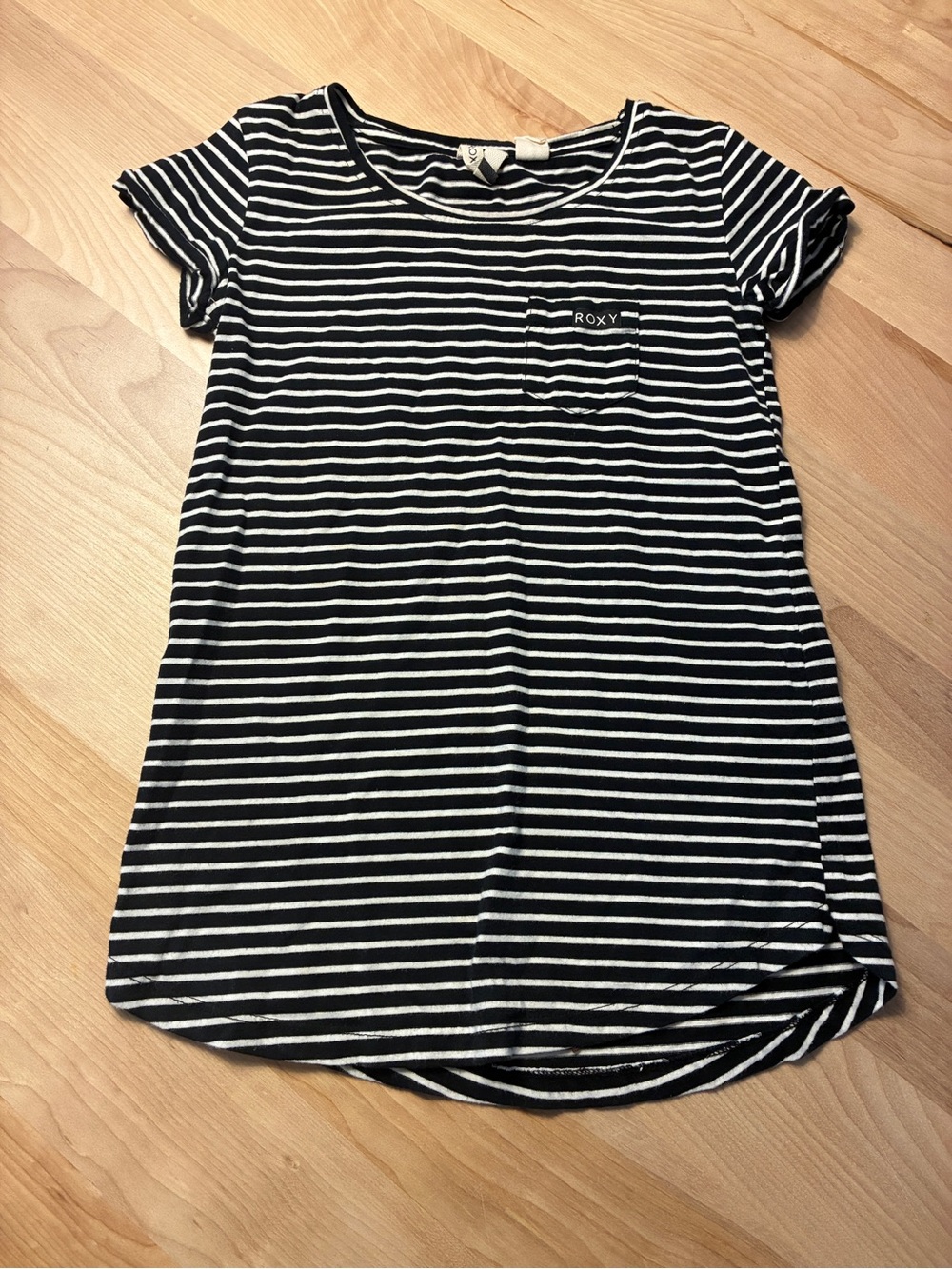 Roxy Black and White Striped Girls Tee Dress